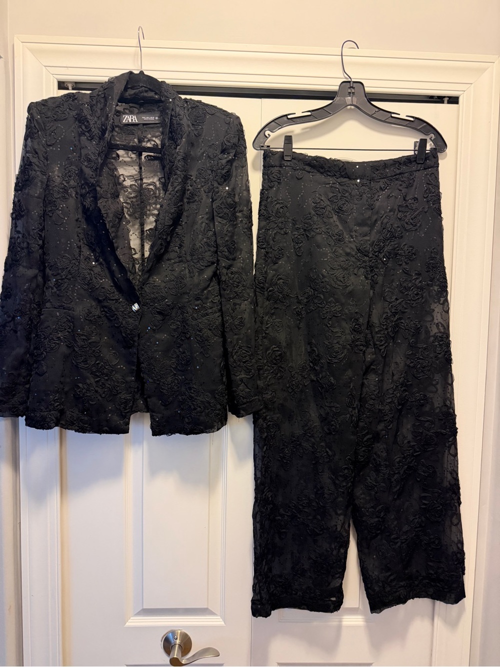 Zara Structured Sequins Semi Sheer jacket & pants